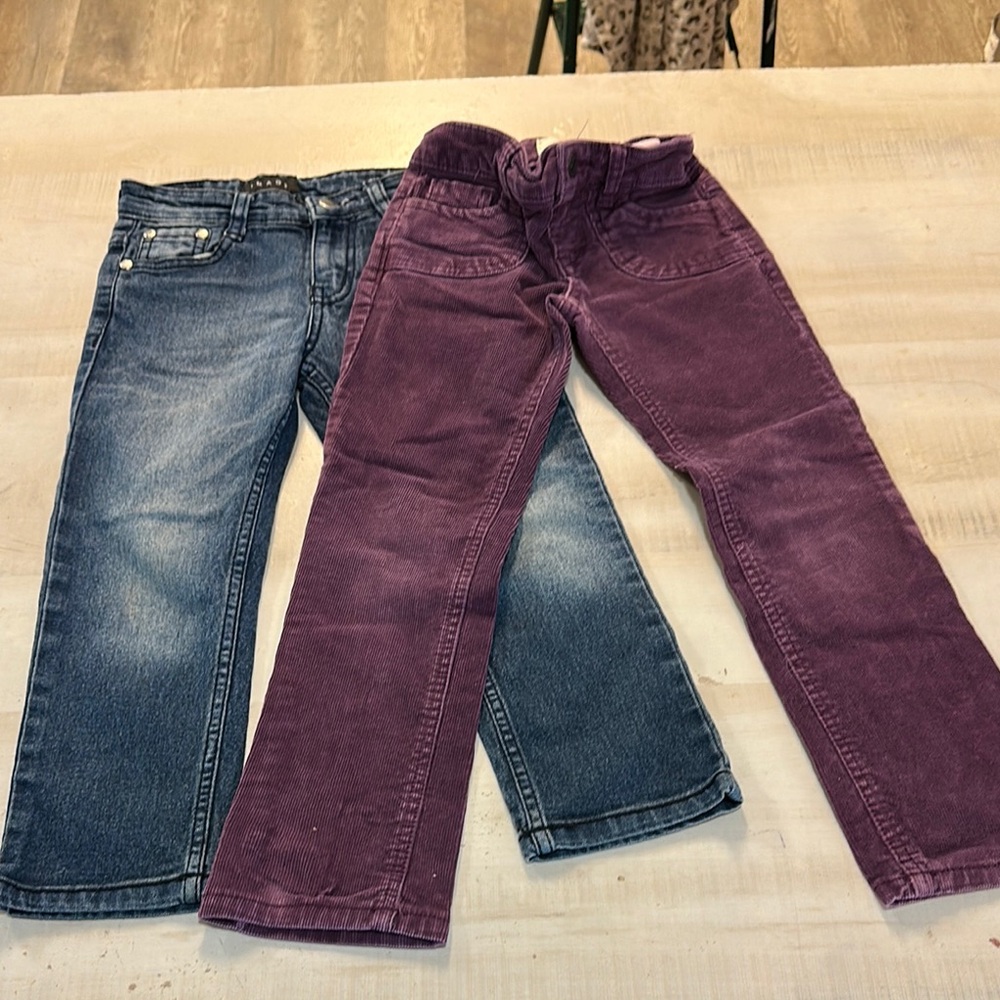 Two pair of Stylish Kids Denim and Purple Corduroy Pants